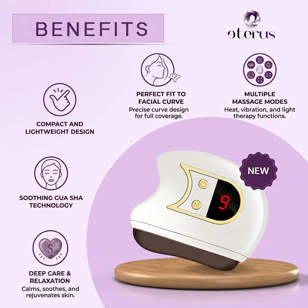 Electric Gua Sha Facial Massager with Red Light Glow