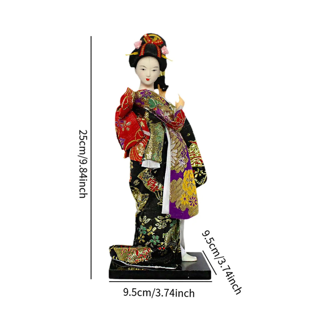 Japanese Geisha 9" Free Standing Oriental Ancient Kabuki Girl Statue Kimono Dolls Ornament for Shelf Table Home Office Decor