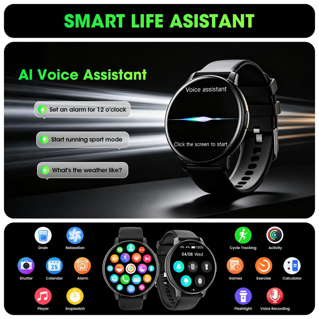 Smart Watch Bluetooth Call 1.38" Full Touch Screen Fitness