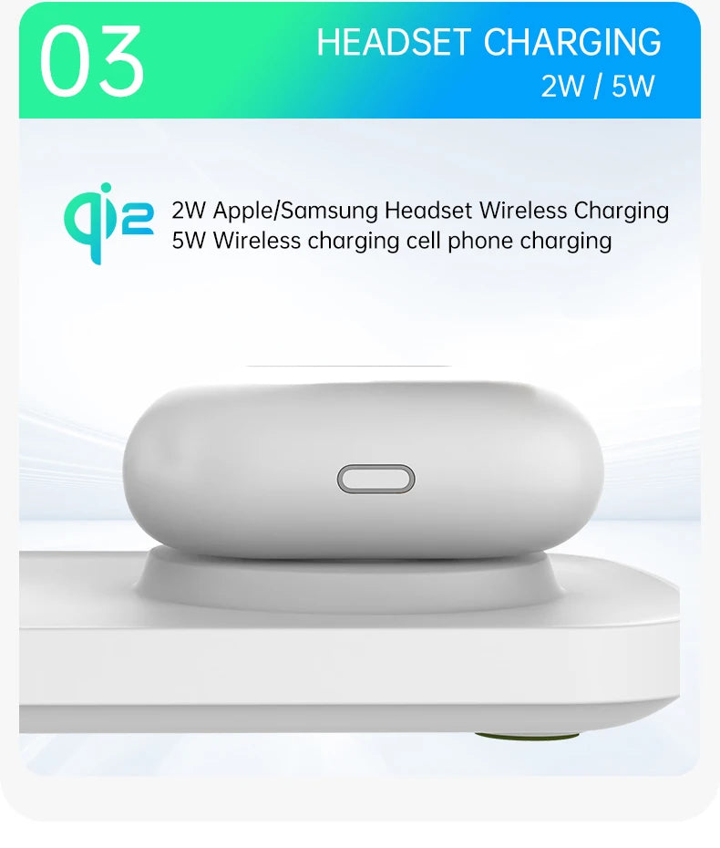 QI2 Wireless Charging Station for Apple / Samsung 3 in 1 Charger Stand Dock for iPhone 12-16 AirPods Apple Watch 10 9 8 7 6 5