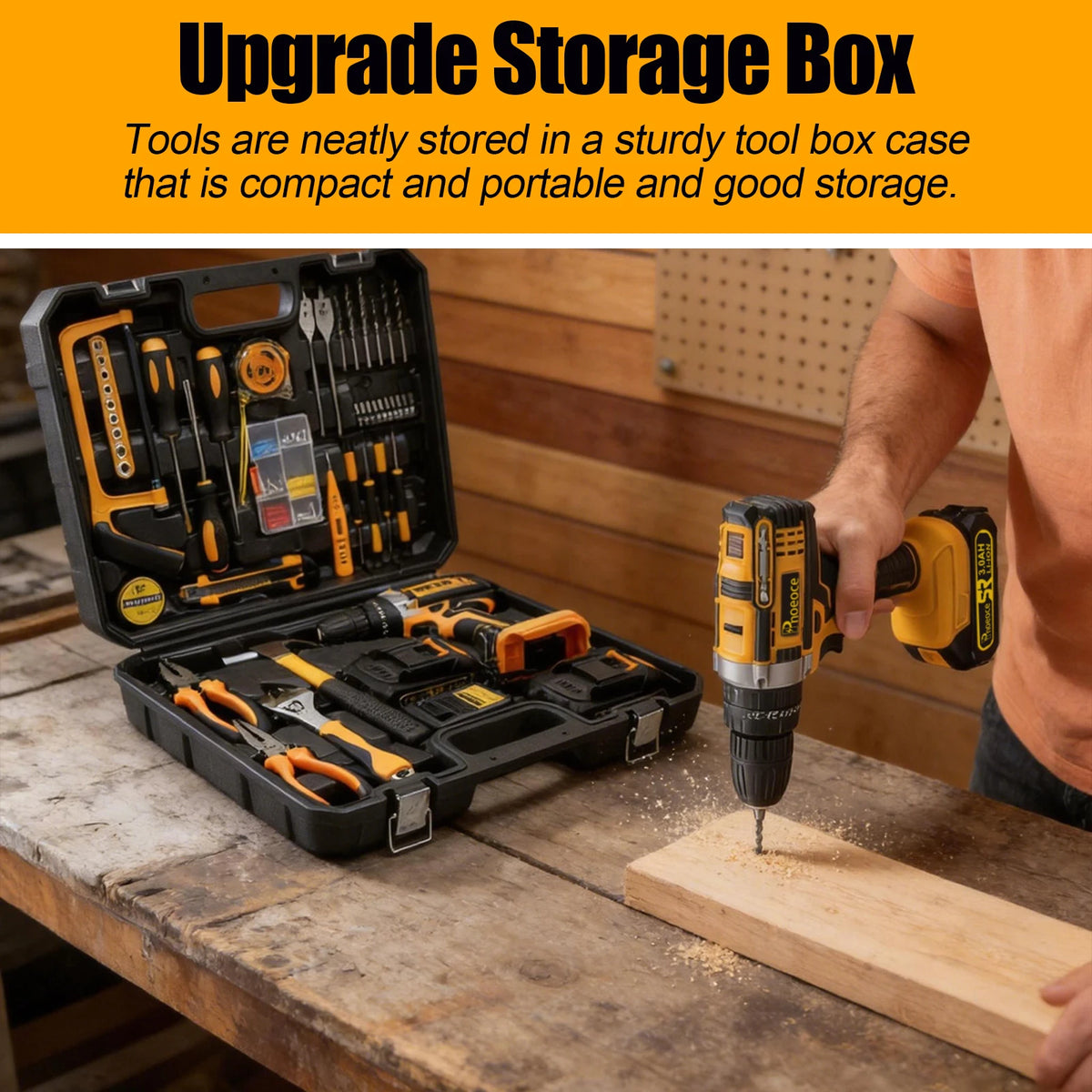 Pnoeoce 20V Cordless Power Drill Driver Kit with 3.0Ah