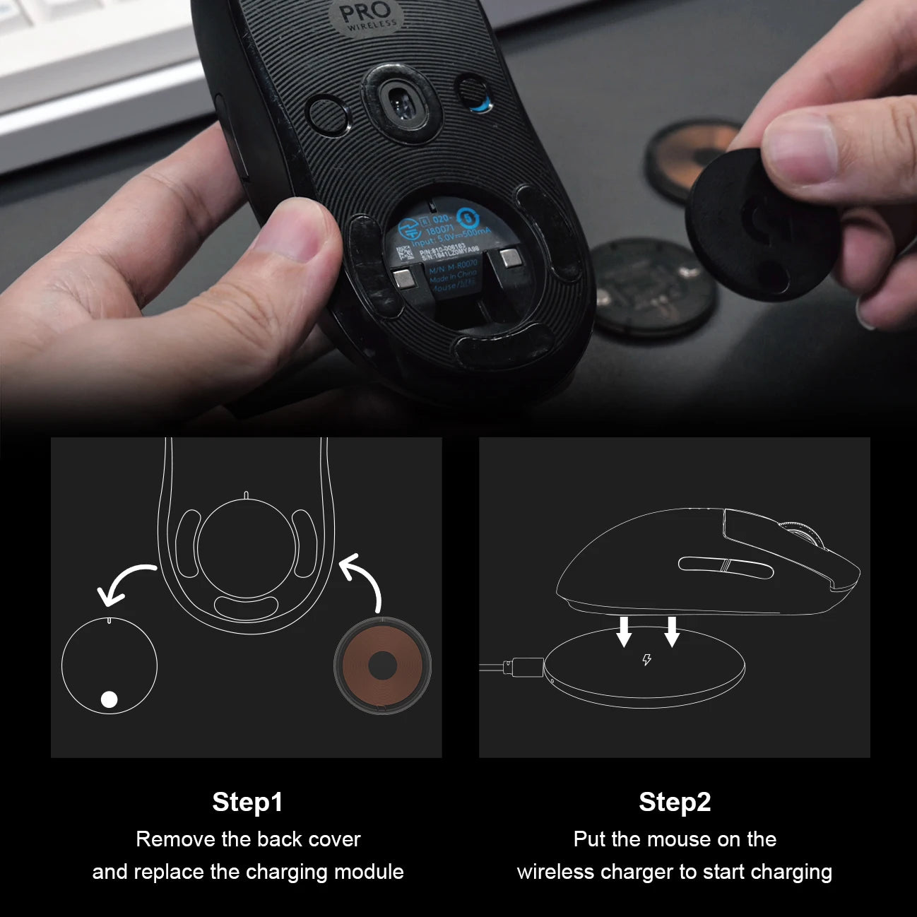 For Logitech Mouse Wireless Charging QI Module Base for Logi G502 G703 G903 G Pro X GPW Wireless Charger Mouse Accessories