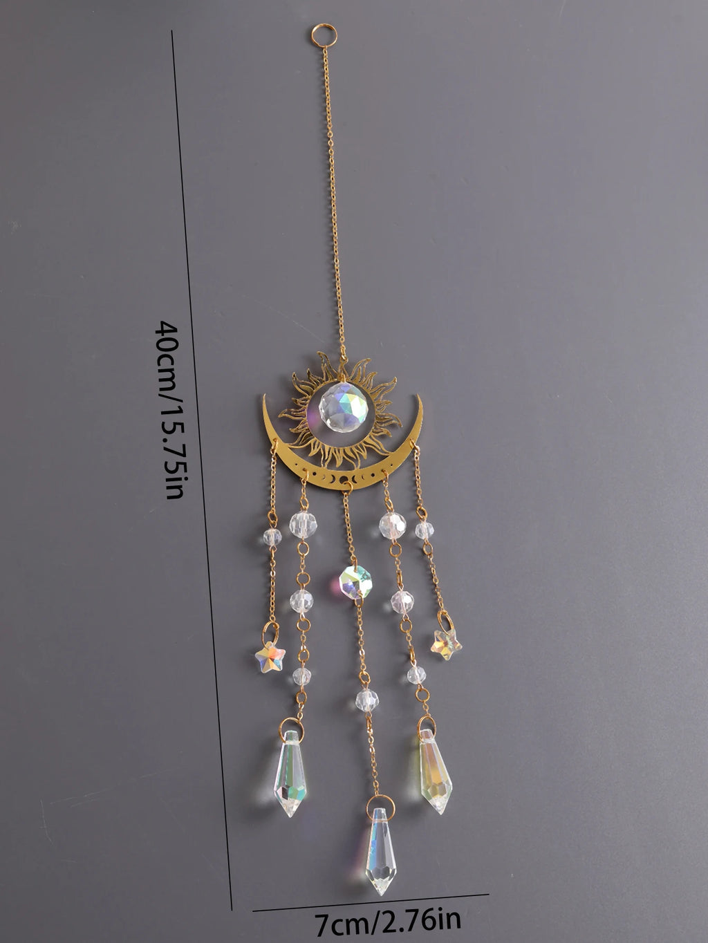 1pc Gold Flame Moon Crystal Pendant sunlight Catcher Outdoor