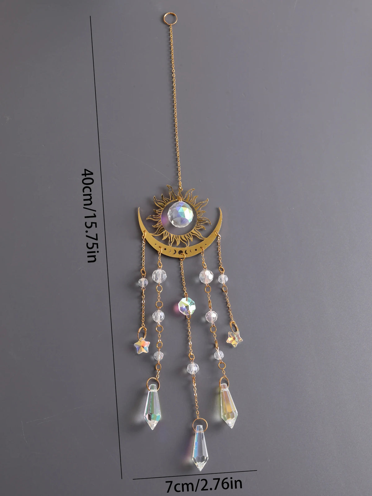 1pc Gold Flame Moon Crystal Pendant sunlight Catcher Outdoor