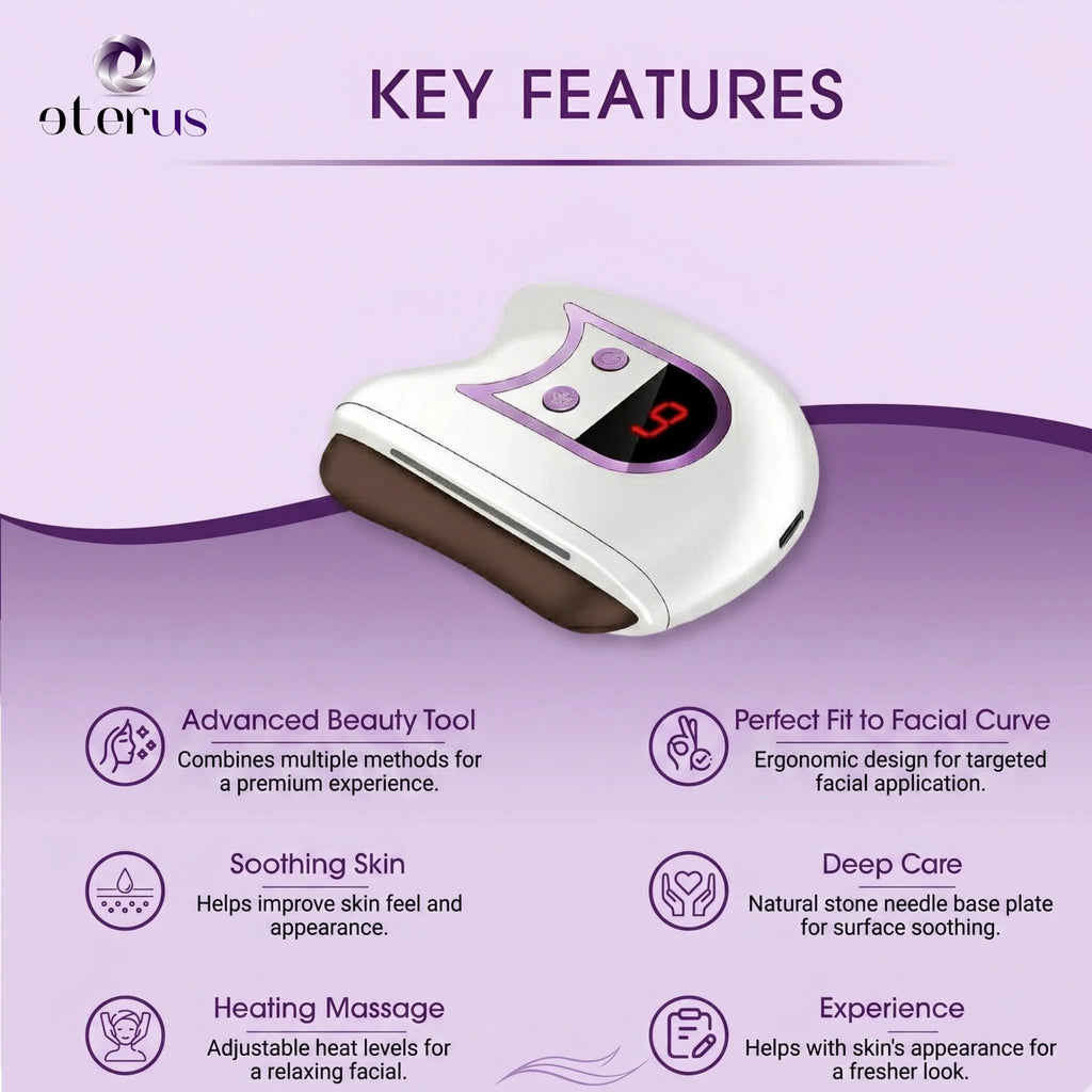 Electric Gua Sha Facial Massager with Red Light Glow