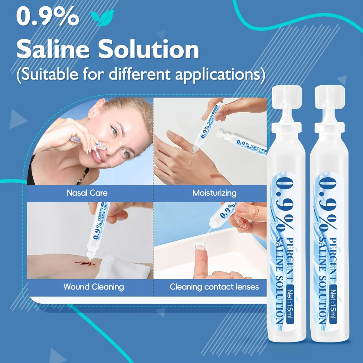 20pcs 15ml 0.9% Saline Solution Sodium Chloride Physiological Saline