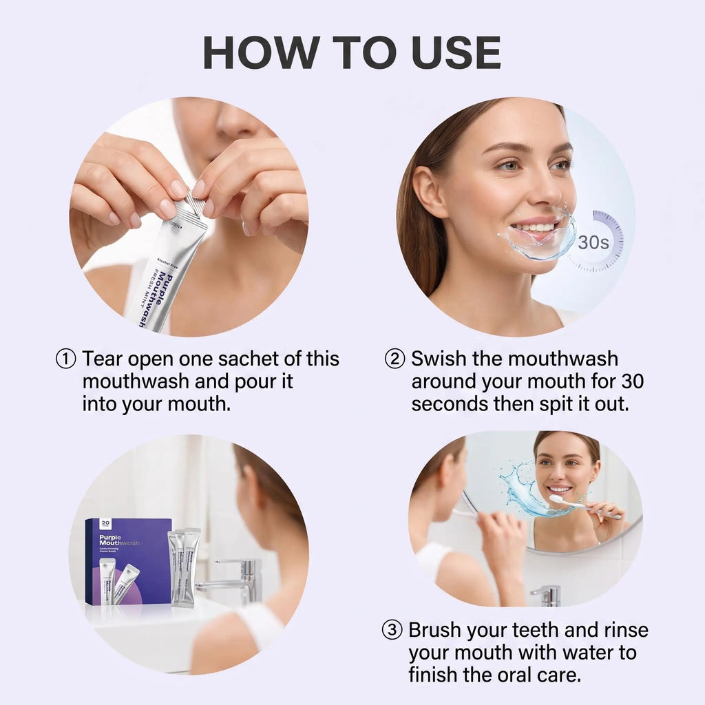 Purple Teeth Whitening Mouthwash Gentle Cleaning Mint Flavor Long