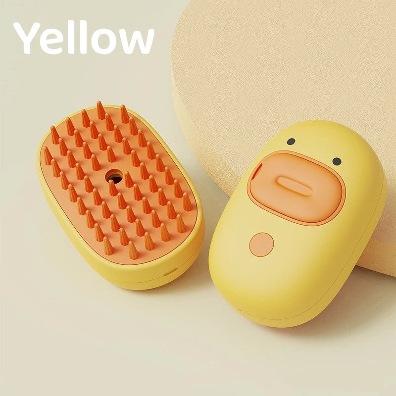 Cat Steam Brush 3 in 1 Pet Hair Grooming Tool Supply for Shedding With Soft Silicone Bristle Release Button for Short Hair Cats