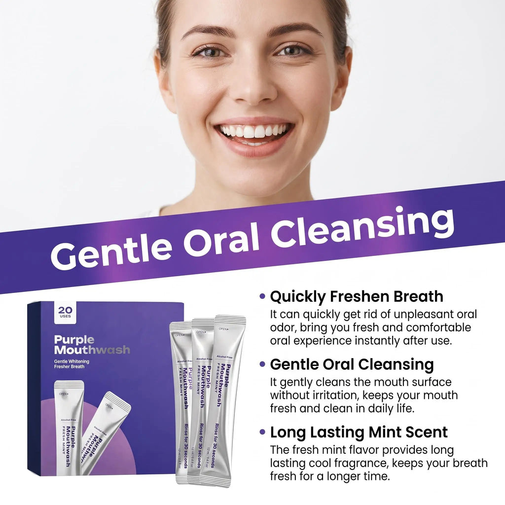 Purple Teeth Whitening Mouthwash Gentle Cleaning Mint Flavor Long