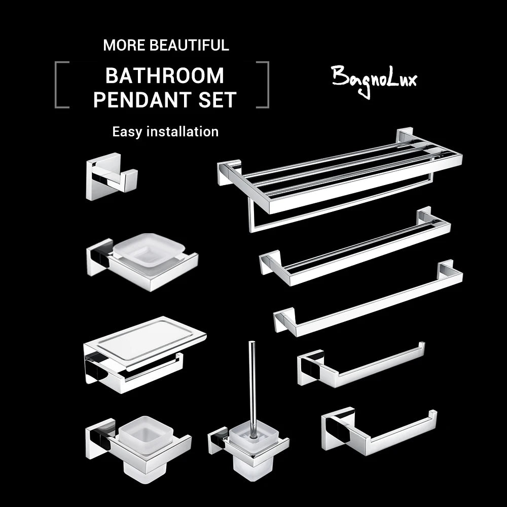 Polished Chrome Wall-mounted Stainless Steel Clothes Hook Toilet Paper Holder Towel Bar Kitchen Facilities Bathroom Accessories