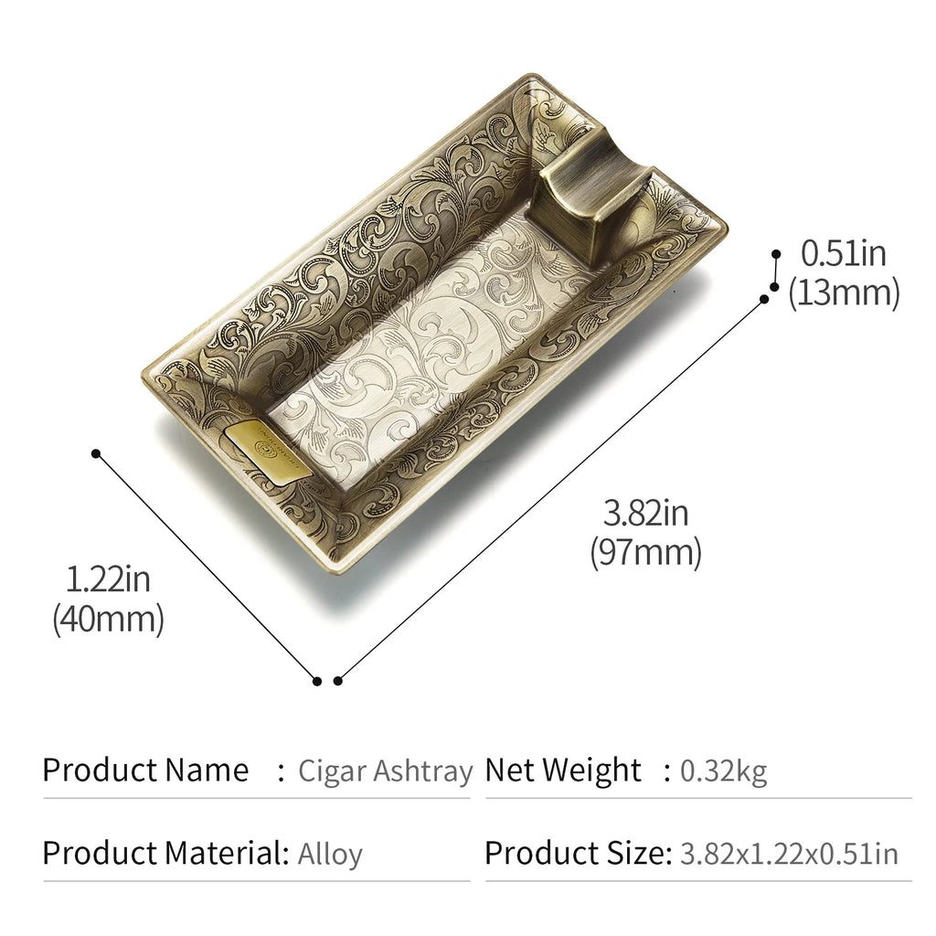 Cigar Ashtray Luxury Retro Large Caliber Holder Ash Tray Cigarette Tobacco Home Office Decoration Portable Single Slot CKA-1001