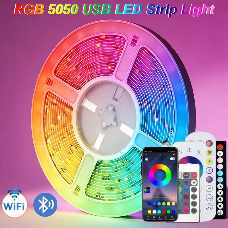 1-20M Led Light Strip with USB Plug 5050 Multicolor