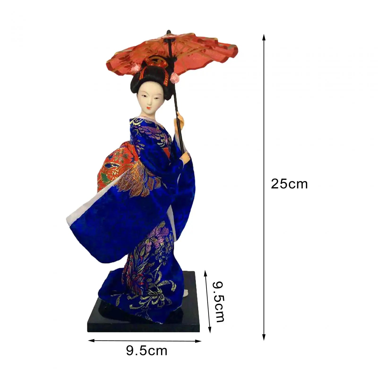 Japanese Geisha 9" Free Standing Oriental Ancient Kabuki Girl Statue Kimono Dolls Ornament for Shelf Table Home Office Decor