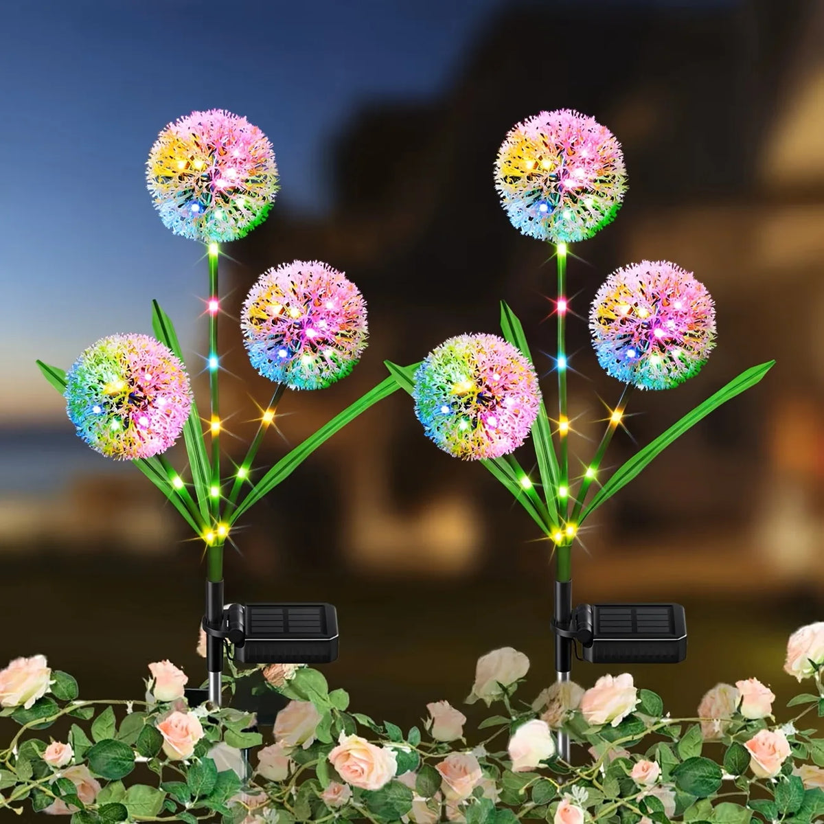 4pc 3 Head Solar LED Dandelion Outdoor Ground Mounted Light