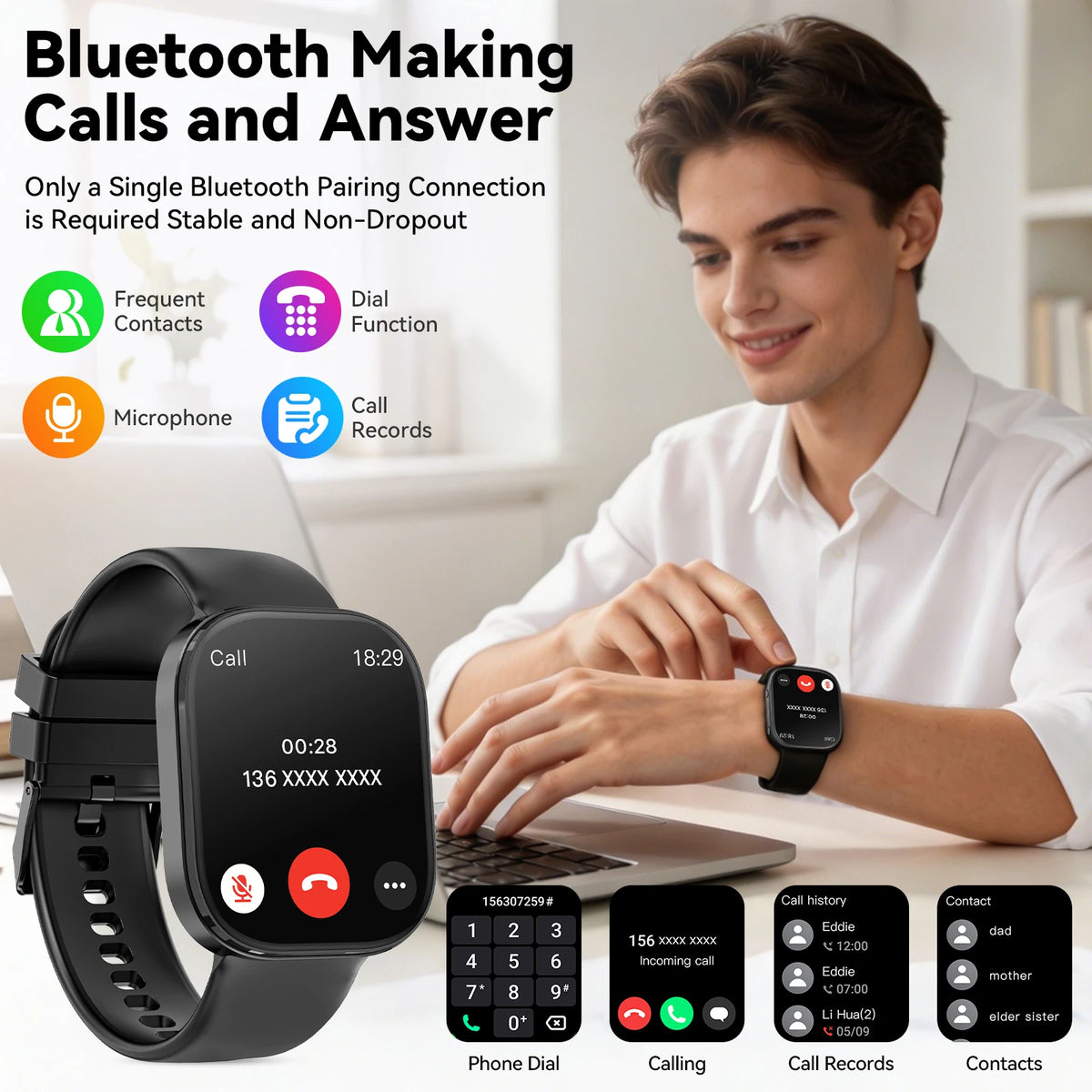 Y2 Smart Watch Bluetooth Call 1.88" TFT Screen IP67