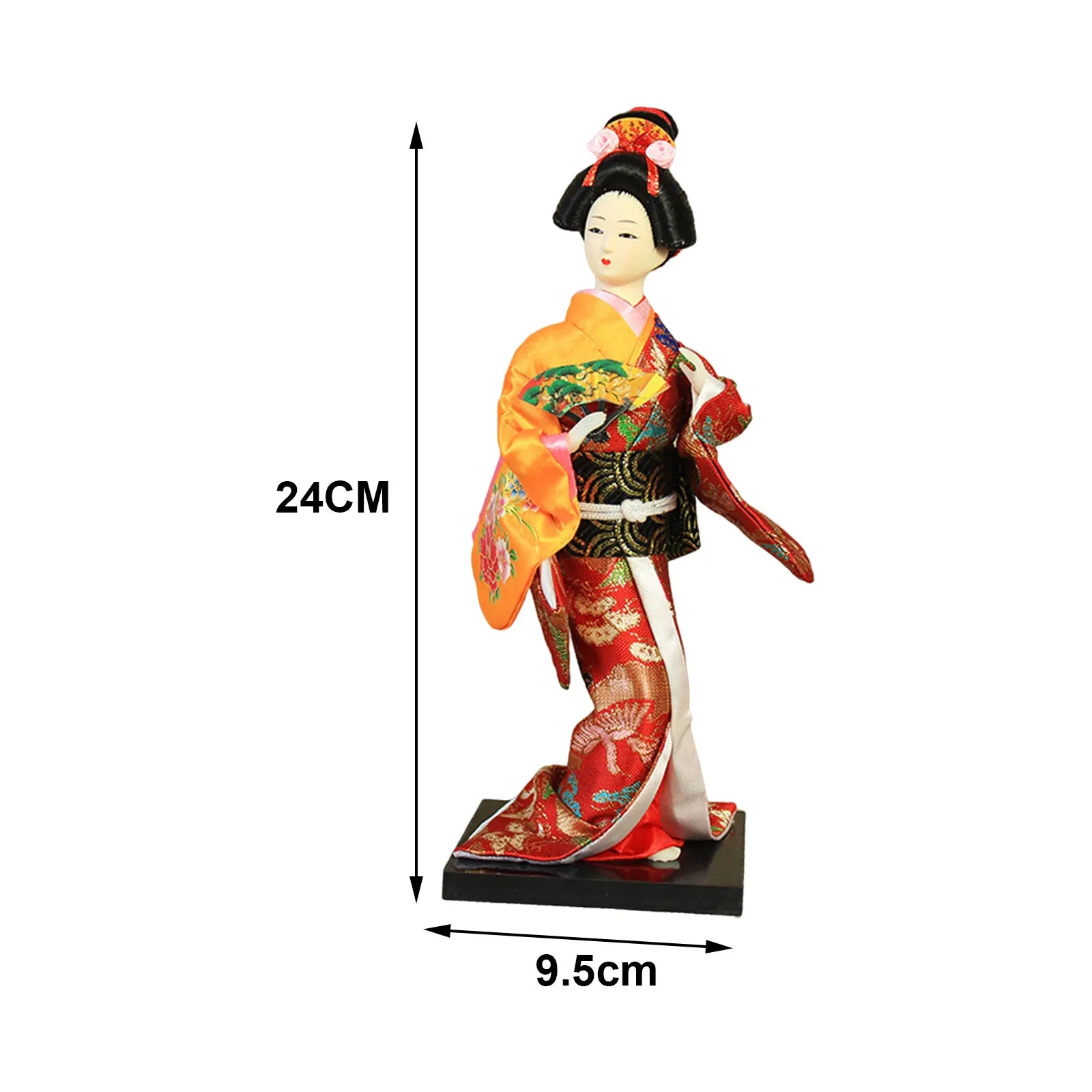 Japanese Geisha 9" Free Standing Oriental Ancient Kabuki Girl Statue Kimono Dolls Ornament for Shelf Table Home Office Decor