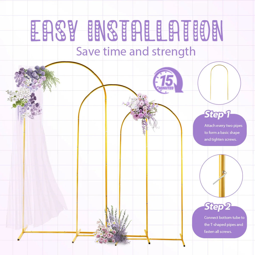 3Pack Golden Metal Arch Kits