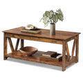 Coffee Table, 43.3 Inch Farmhouse Table with Storage, Rustic
