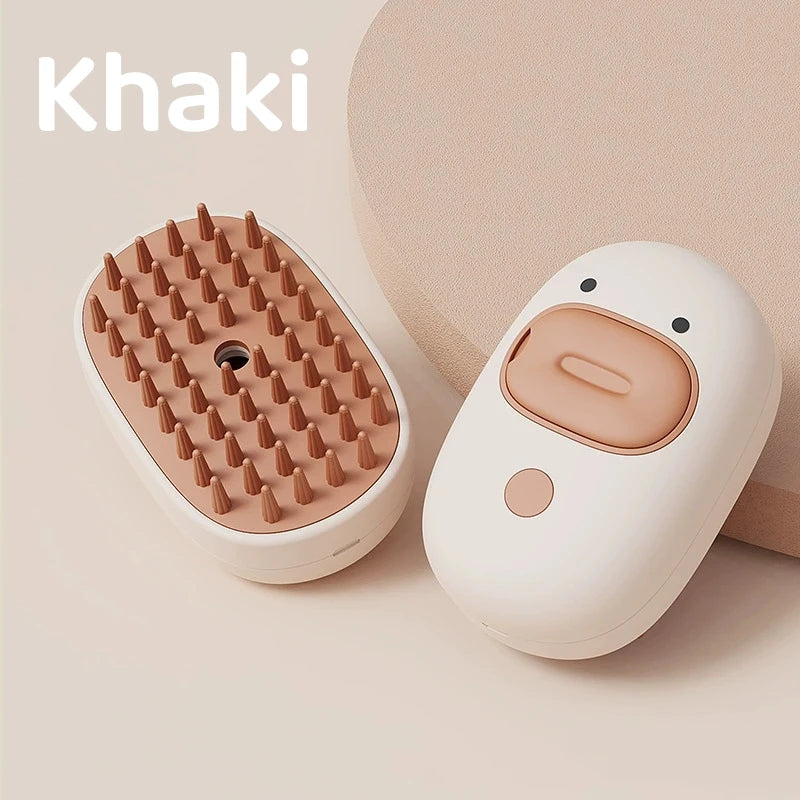 Cat Steam Brush 3 in 1 Pet Hair Grooming Tool Supply for Shedding With Soft Silicone Bristle Release Button for Short Hair Cats