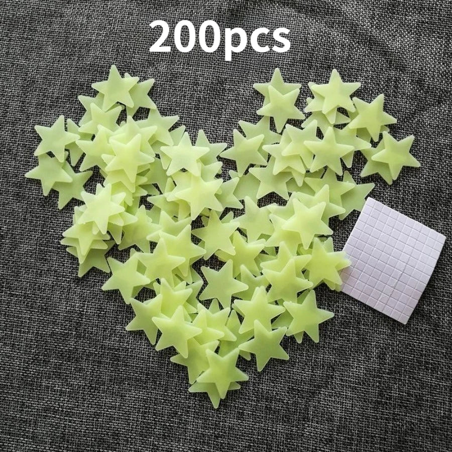 100/200 Pcs Luminous Star Wall Sticker, Suitable for Bedroom, and Wall Decoration, Creating An Exclusive Starry Sky Wall