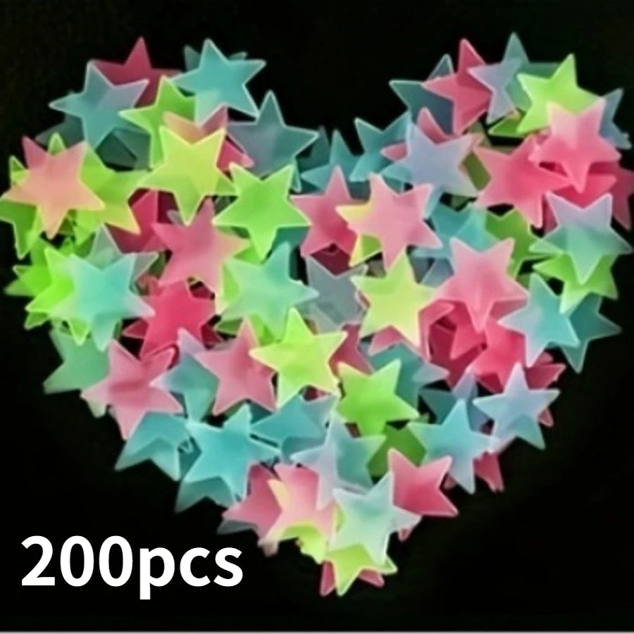 100/200 Pcs Luminous Star Wall Sticker, Suitable for Bedroom, and Wall Decoration, Creating An Exclusive Starry Sky Wall