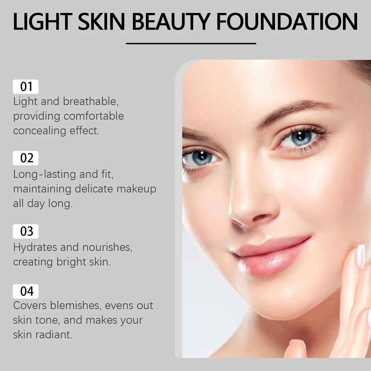 Vitamin E Light Skin Beauty Foundation Hyaluronic Acid Moisturizing