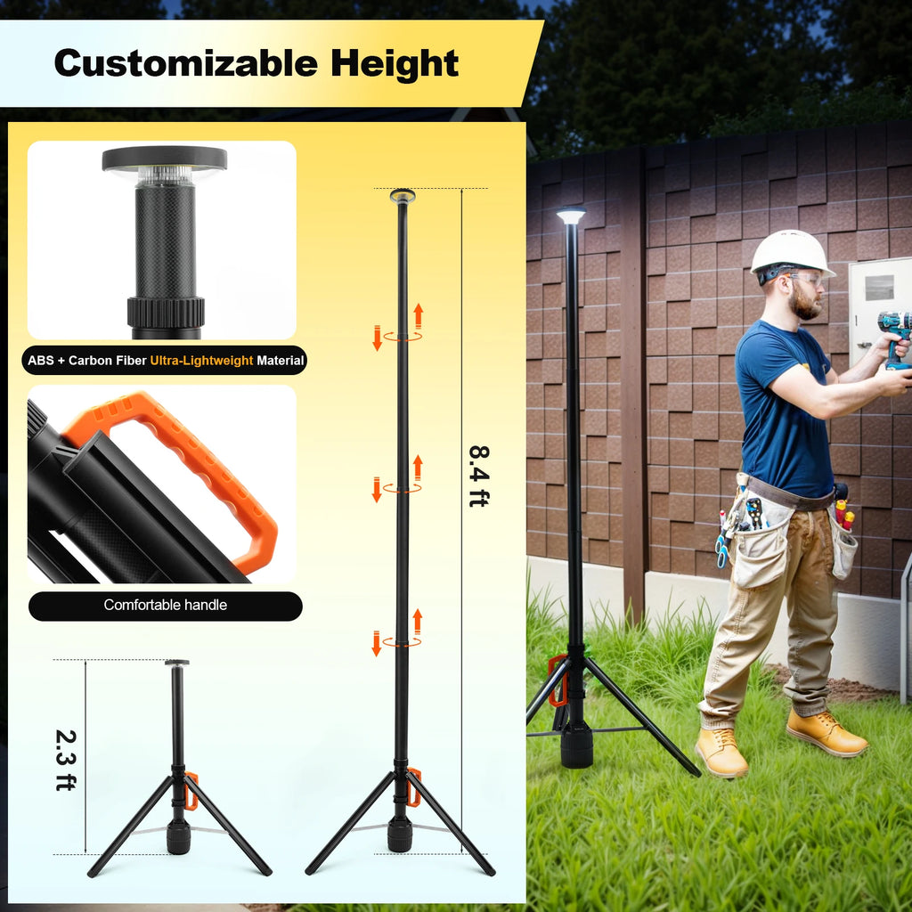 360° Rechargeable Work Light Remote Control 8.4Ft Max Height