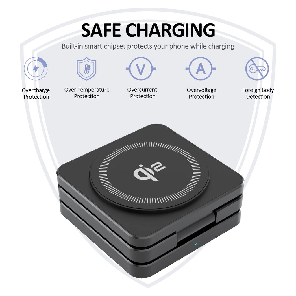 3 in 1 Wireless Charger Qi2 15W For iPhone 16 15 14 13 12 Fast Charging Station For Apple Watch 9 8 7 6 5 for Airpods pro stand
