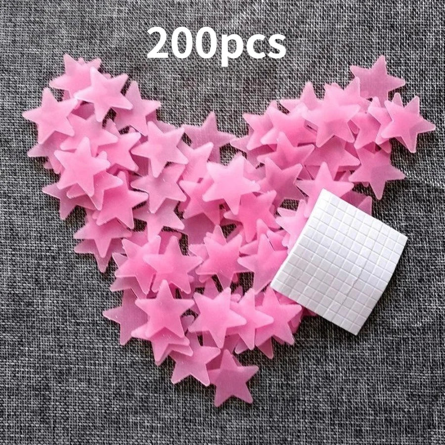 100/200 Pcs Luminous Star Wall Sticker, Suitable for Bedroom, and Wall Decoration, Creating An Exclusive Starry Sky Wall