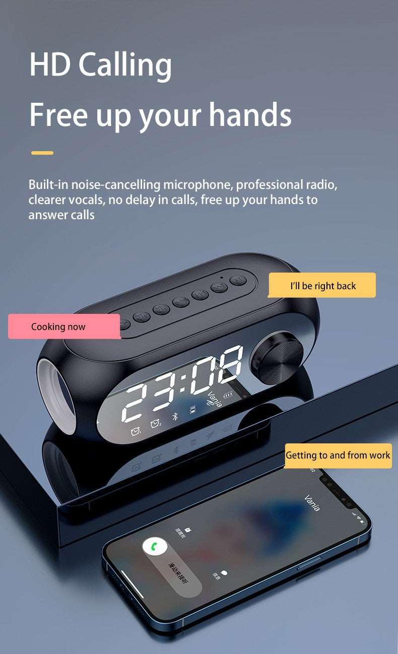 RGB Wireless Bluetooth Speaker Subwoofer Alarm Clock FM Radio Clock USB Charging Electronic Clock Home Desktop Mirror Decoration