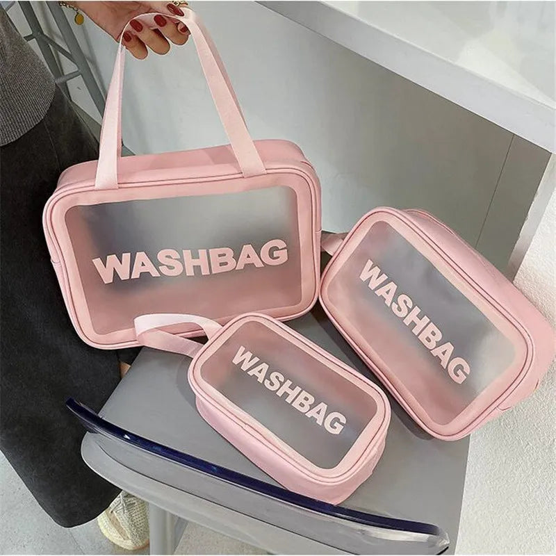 Women's Bag Portable Travel Wash Makeup Bag Clear Makeup Bag Waterproof Cosmetic Lettered Skin Care Makeup Beauty Bags