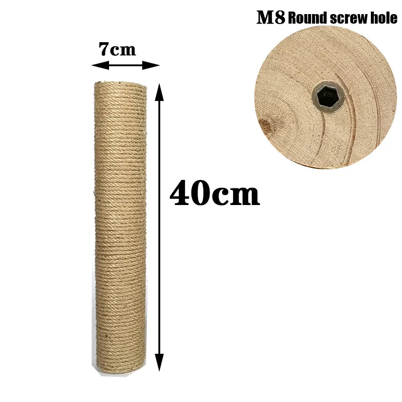 Cat Scratching Post Cat Tree Sisal Solid Wood DIY Cat Climbing Frame Replacement Post Accessories Kitten Toy Tower Scratcher