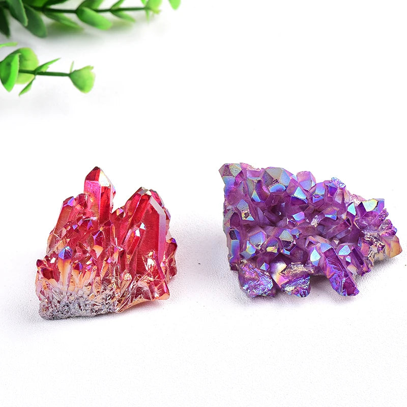 1PC 100% Natural Crystal Quartz Electroplated Colourful Column Reiki Mineral Ore Or Ornaments Aquarium Home Decor Healing Stone