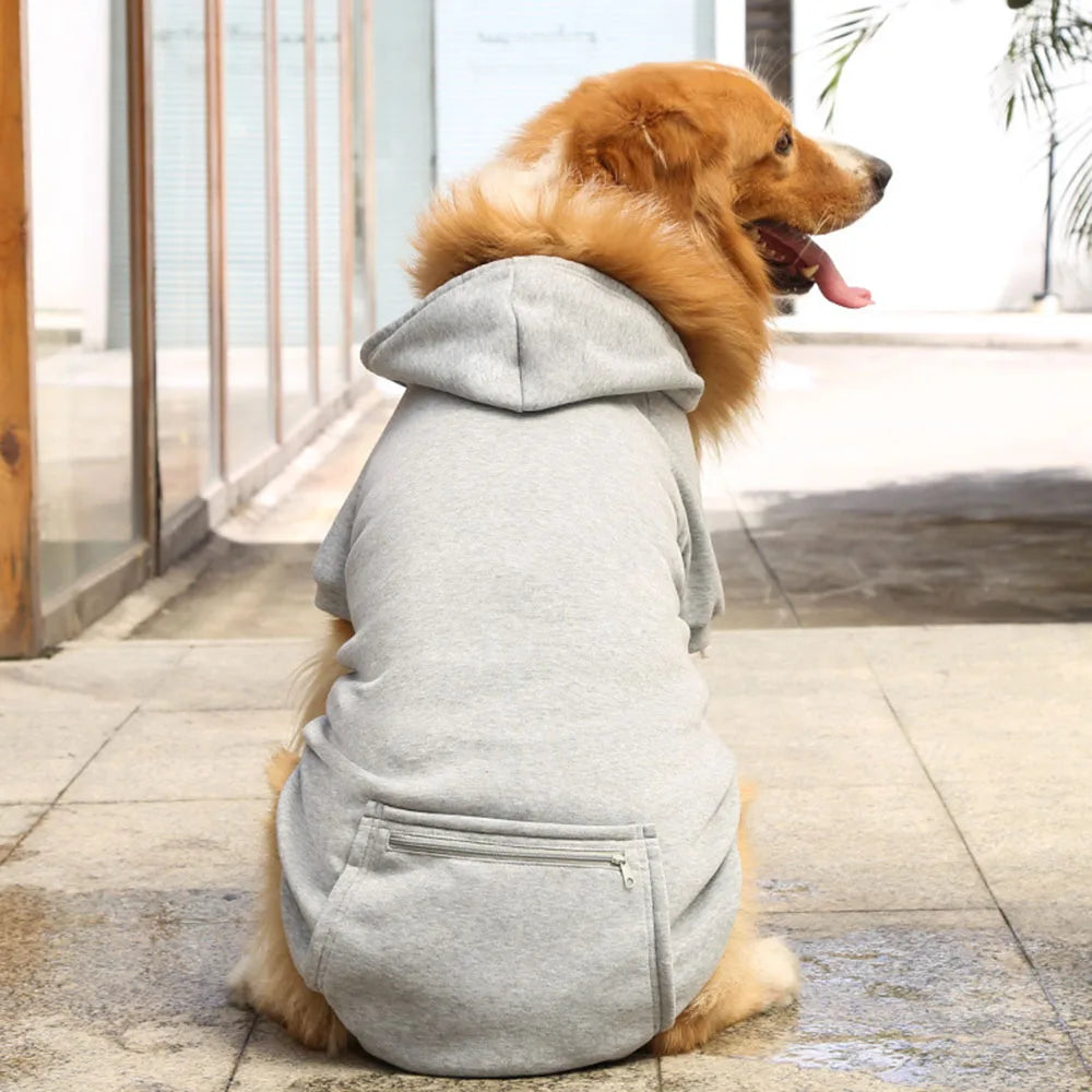 Sport Dog Hoodies for Medium and Large Dogs Warm Fleece Dog Sweatshirt with Hooded and Pocket Big Dog Clothes Winter Pet Outfits