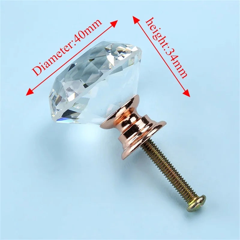 NAIERDI 20mm 30mm Diamond Crystal Glass Knobs Cupboard Pulls Drawer Knobs Kitchen Cabinet Handles Modern Style Furniture Pulls