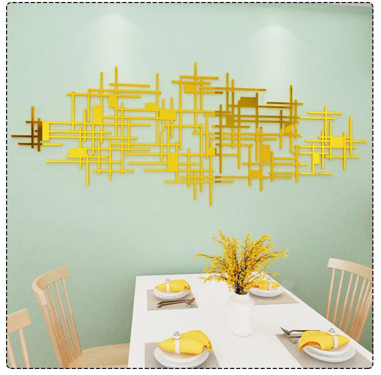 Simple Line Geometry Mirror Acrylic Wall Stickers, Living Room Wall Decoration, Originality 3D, DIY Home Decor