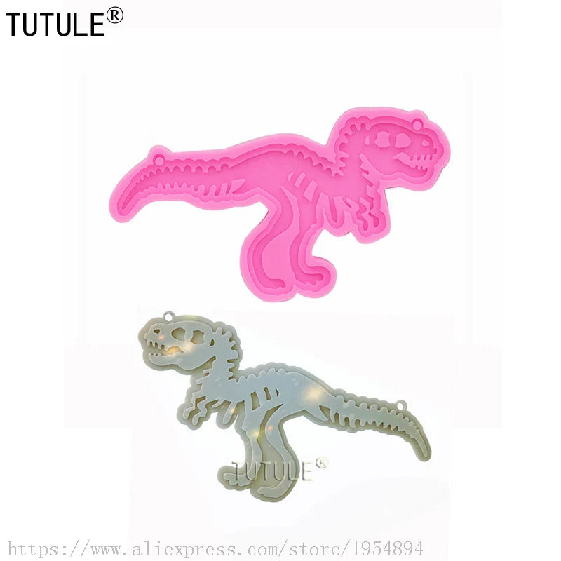 Dinosaur Fossil Mold,Dinosaur Skelleton Mold,Key Fobs Mold,Chocolate,Clay,dinosaur with keychain hole Resin necklace Mold
