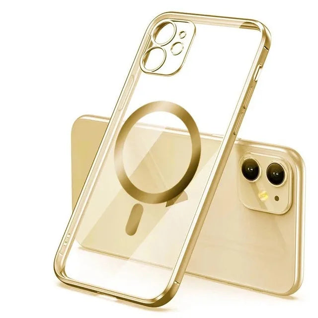 Luxury Plating Silicone Magnet Case For iPhone 14 13 12 11 Pro Max 12 13Mini Wireless Charger Magsafing Electroplate Soft Covers