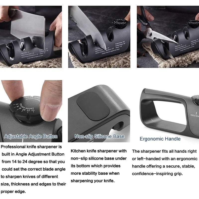 Adjustable Angle Knife Sharpener Professional Tool Knife Sharpener 3 StageScissors Sharpening Stone Grinder Kitchen Gadgets