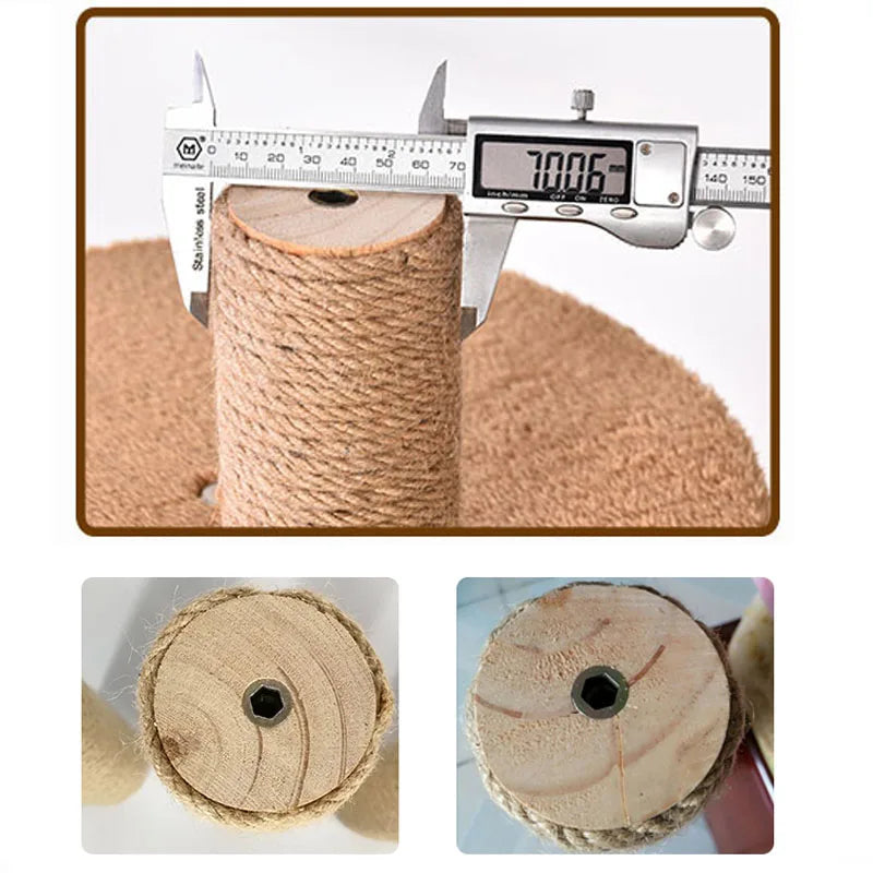 Cat Scratching Post Cat Tree Sisal Solid Wood DIY Cat Climbing Frame Replacement Post Accessories Kitten Toy Tower Scratcher