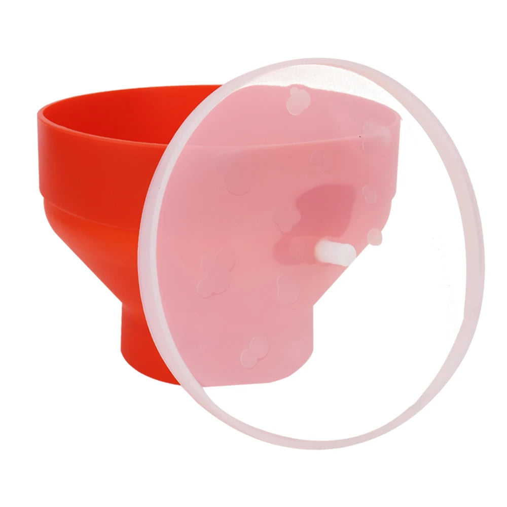 Microwave Popcorn Bowl Bucket Silicone DIY Red Popcorn Maker with Lid Chips Fruit Dish High Quality Kitchen Easy Tools