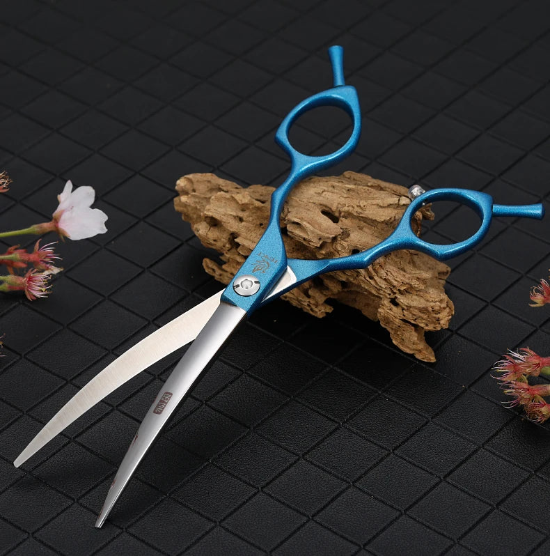 Fenice Professional symetrical handle colorful 6.5 inch pet dog curved animal grooming scissors
