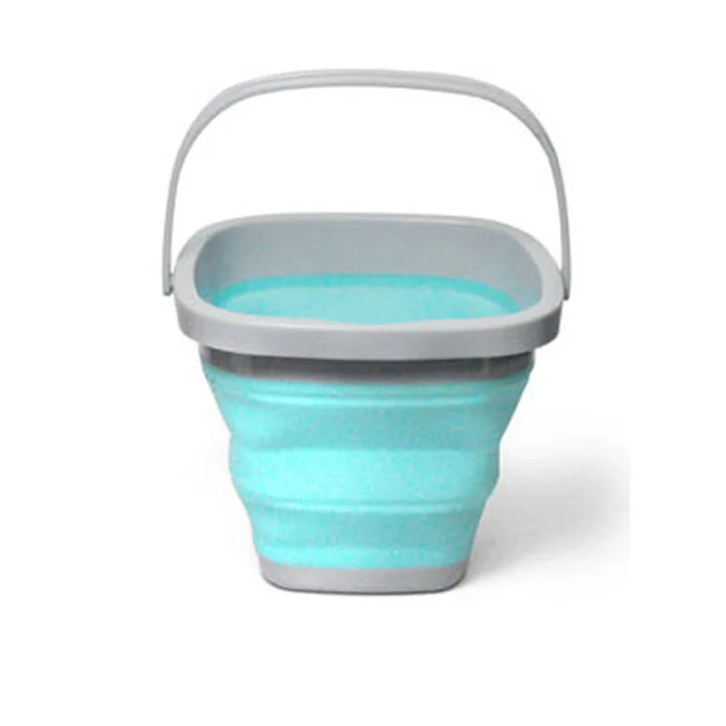Silicone Bucket Fishing Folding Square Bucket Car Wash Outdoor Fishing Supplies Bathroom Kitchen Camp Bucket 5L/10L