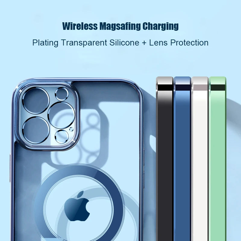 Luxury Plating Silicone Magnet Case For iPhone 14 13 12 11 Pro Max 12 13Mini Wireless Charger Magsafing Electroplate Soft Covers