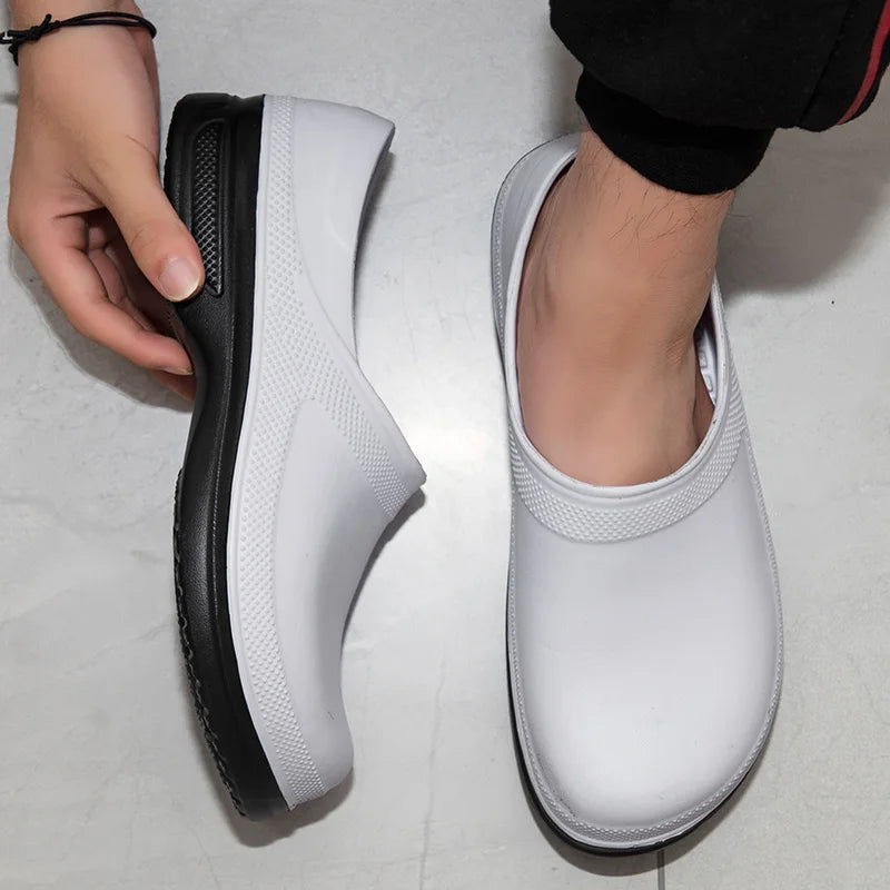 High Quality EVA Chef Shoes Non-slip Waterproof Oil-Proof Kitchen Cook Flat Working Shoes Hotel Restaurant Clogs Men Multicolor
