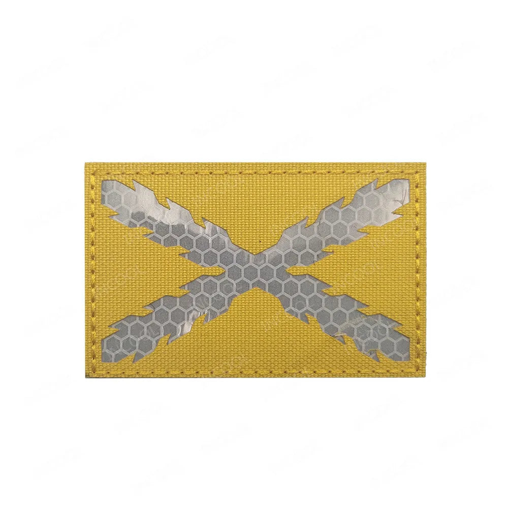 Black White IR Reflective Spain Patch Infrared Spanish Flag Patches Embroidery Patch For Backpack Clothes
