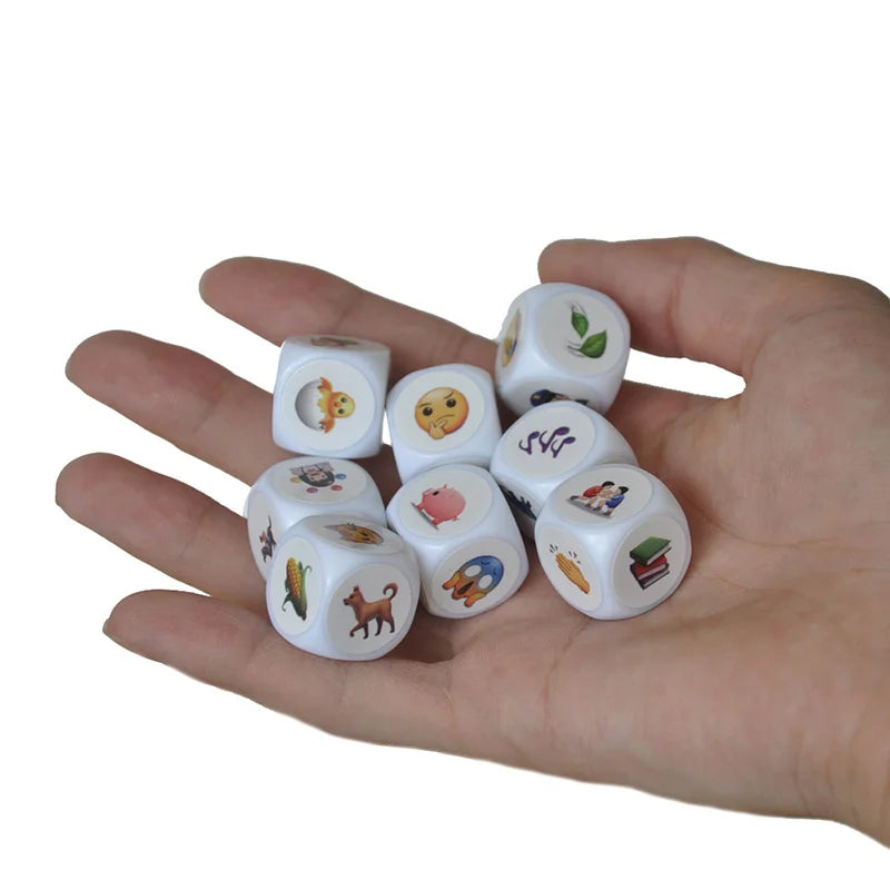 9pcs Dice Telling Story Toys Imagine Story Toys Dice Game DIY Blank Dice Sticker Party Game Educational Toys for Children Gifts