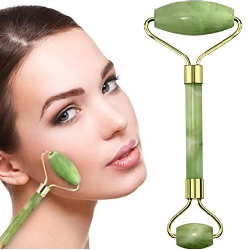 Massager For Face Jade Roller Set Green Facial Natural Gouache Scraper Body Back Beauty Skin Care Slimming Massagers Roller