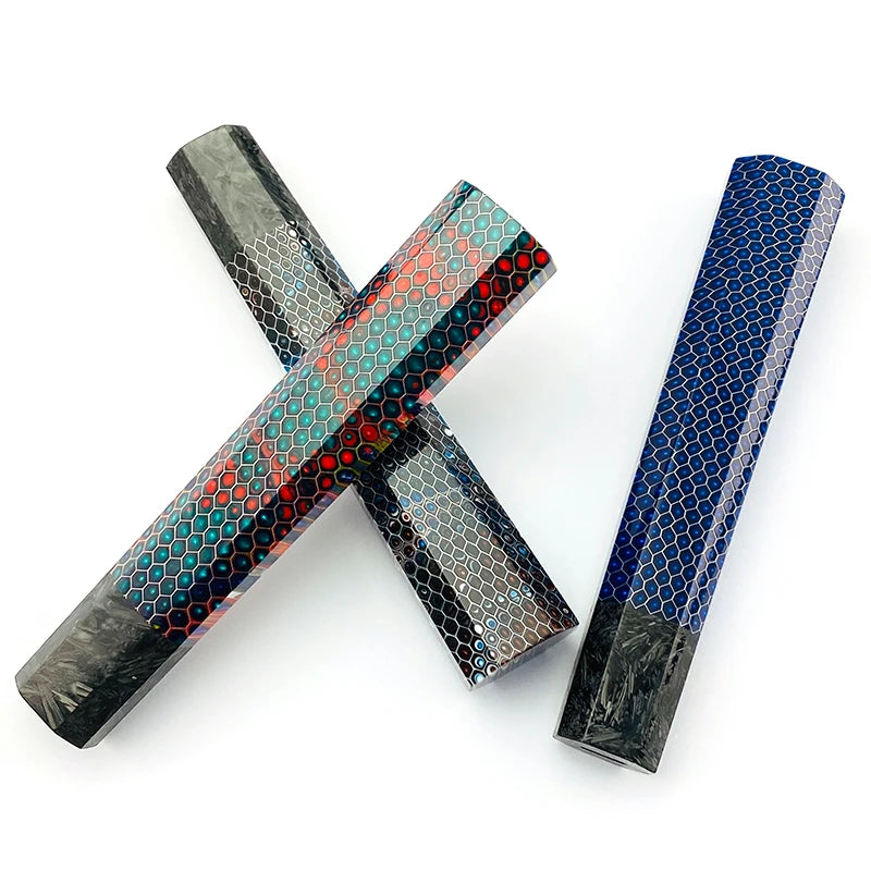 1pc Carbon Fiber + C-Tek Resin Octagonal Knife Handle for DIY Semi-finished Damascus Knife Handle Material Kitchen Knife Handle
