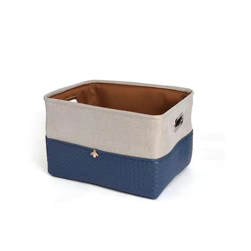 Foldable Storage Basket Organizer Toys Box Sundries Book Snack Desk Organizer Clothes Basket PU Laundry Hamper Home Decor